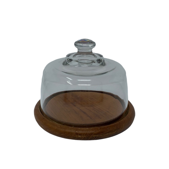 Mid Century Round Server w/ Glass Dome - Picture 1 of 5